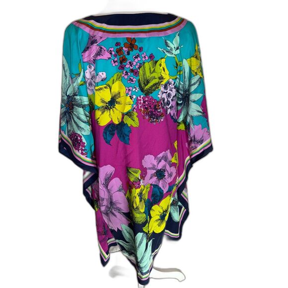 Trina Turk Theodora Grand Garden Multicolor Silk Cover-Up Caftan Dress Womens - Picture 2 of 5